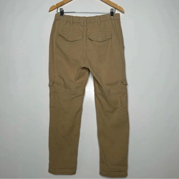 Anthropologie Khaki with Metallic Gold Stripe Cargo Utility Crop Pants Size 2 - Picture 8 of 10